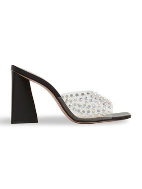 SCHUTZ Lizah Crystal Vinyl Sandal in Black NEW Iridescent Stones